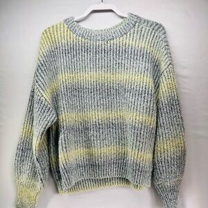 Universal Thread Women's Sweater in Gray and Yellow Stripes